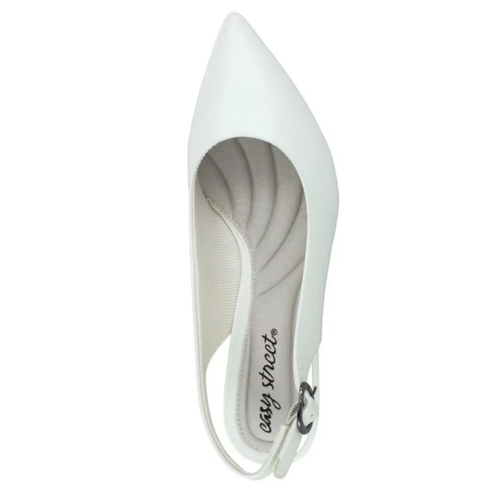 EASY STREET Faye Slingback Kitten-Heel Pumps White Size 8.5W - Picture 4 of 8